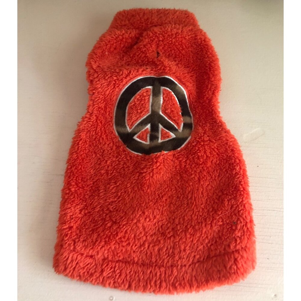 Pet Dog Apparel Peace Symbol Orange and Brown size Medium